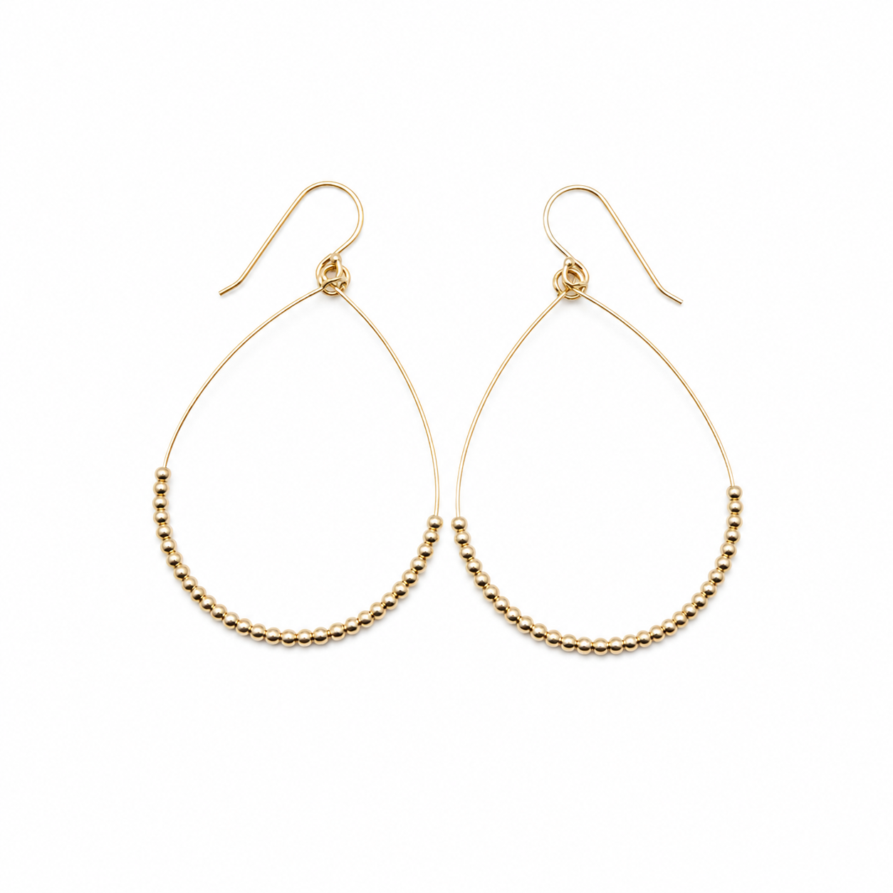 Gold filled Teardrop Beaded Hoop Danglers - Waterproof erin gray