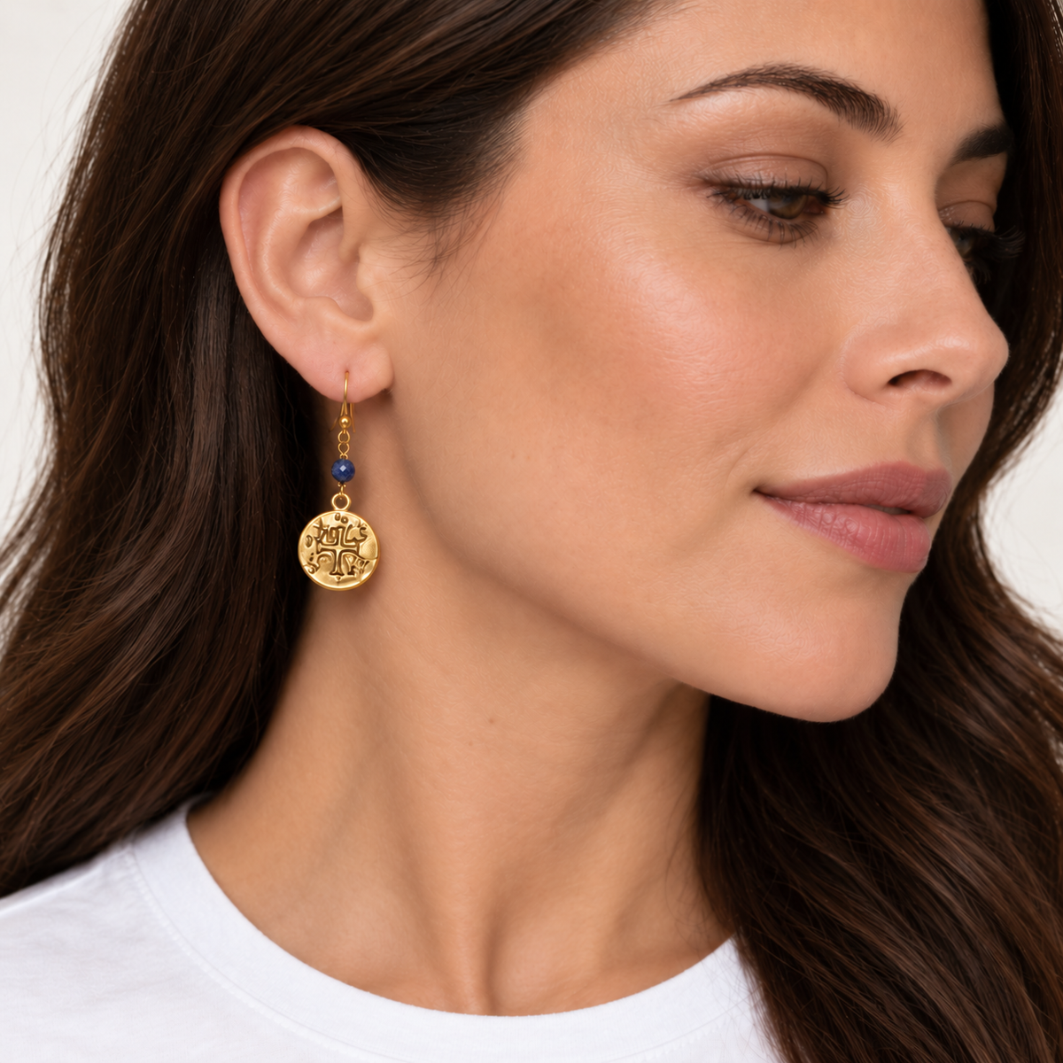 Coin on Natural Sodalite Stone Earring erin gray