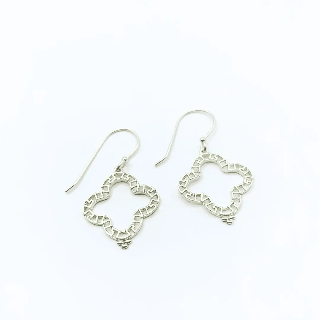 Sterling silver Cabo Clover earring by erin gray featuring a detailed clover design and polished finish.