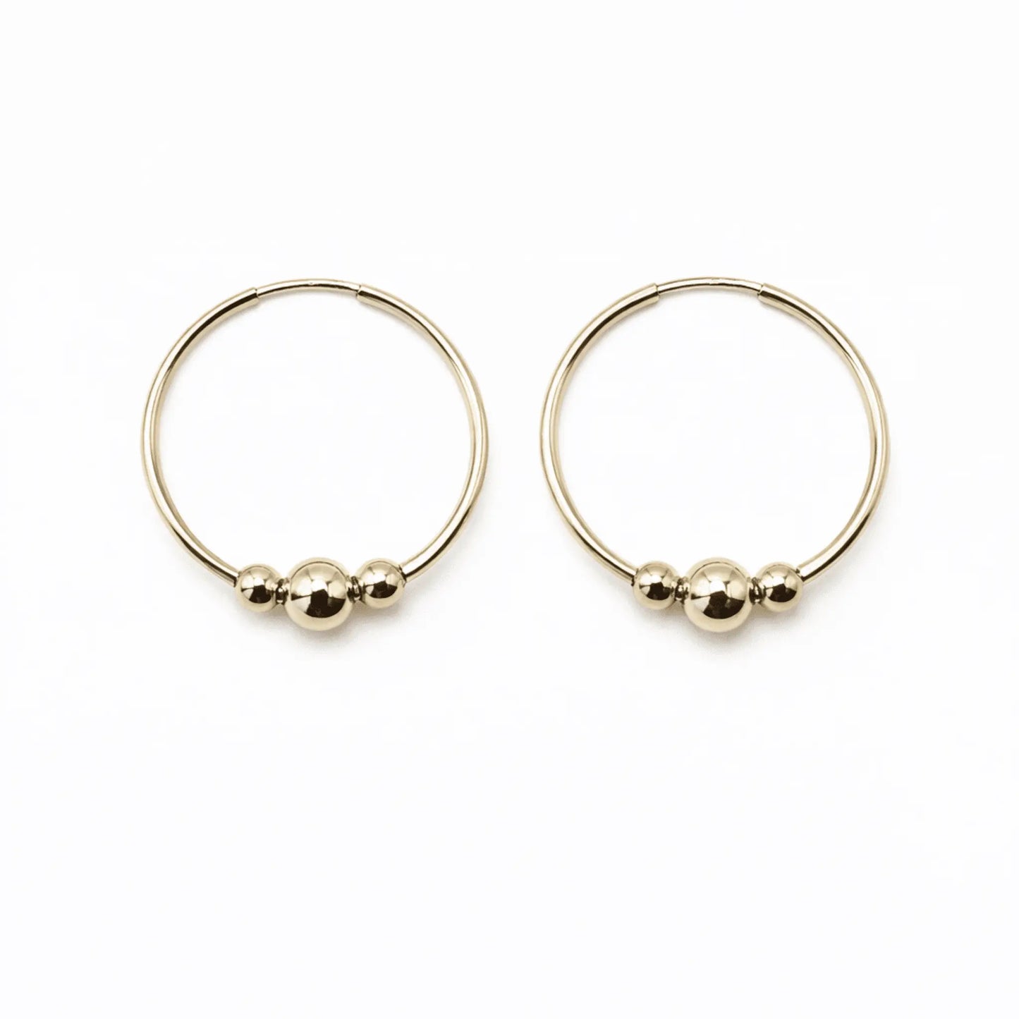 Gold-filled beaded hoop earrings from Erin Gray's Endless Summer 3 collection featuring gold on gold design.