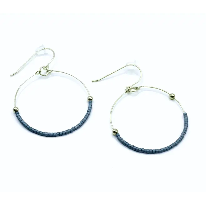 Silver Hollywood Hoop earrings in Stormy Skies design by erin gray, showcasing sleek, modern jewelry with a cloudy sky-inspired pattern.