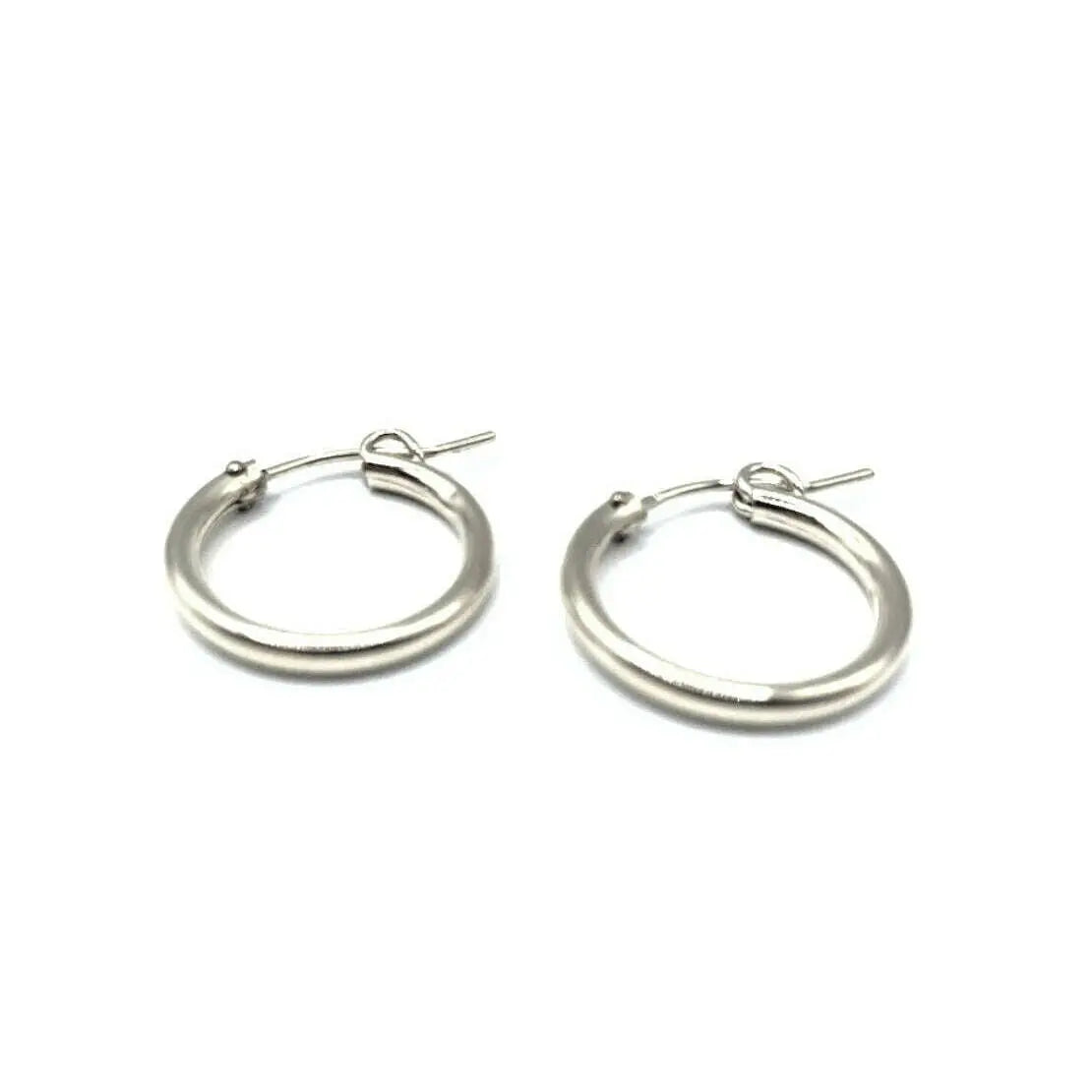 Sterling silver Laguna 18mm hoop earring by erin gray, featuring a smooth, polished finish and classic hoop design.