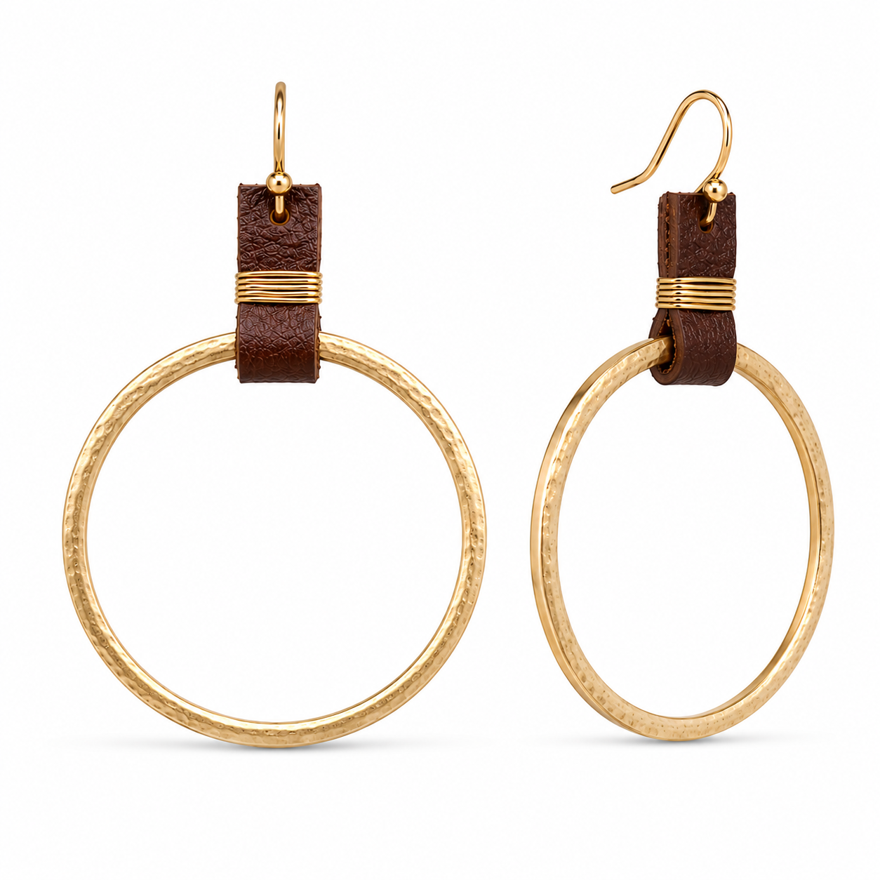Gold Hoop in Skinny Leather Pewter Earring erin gray