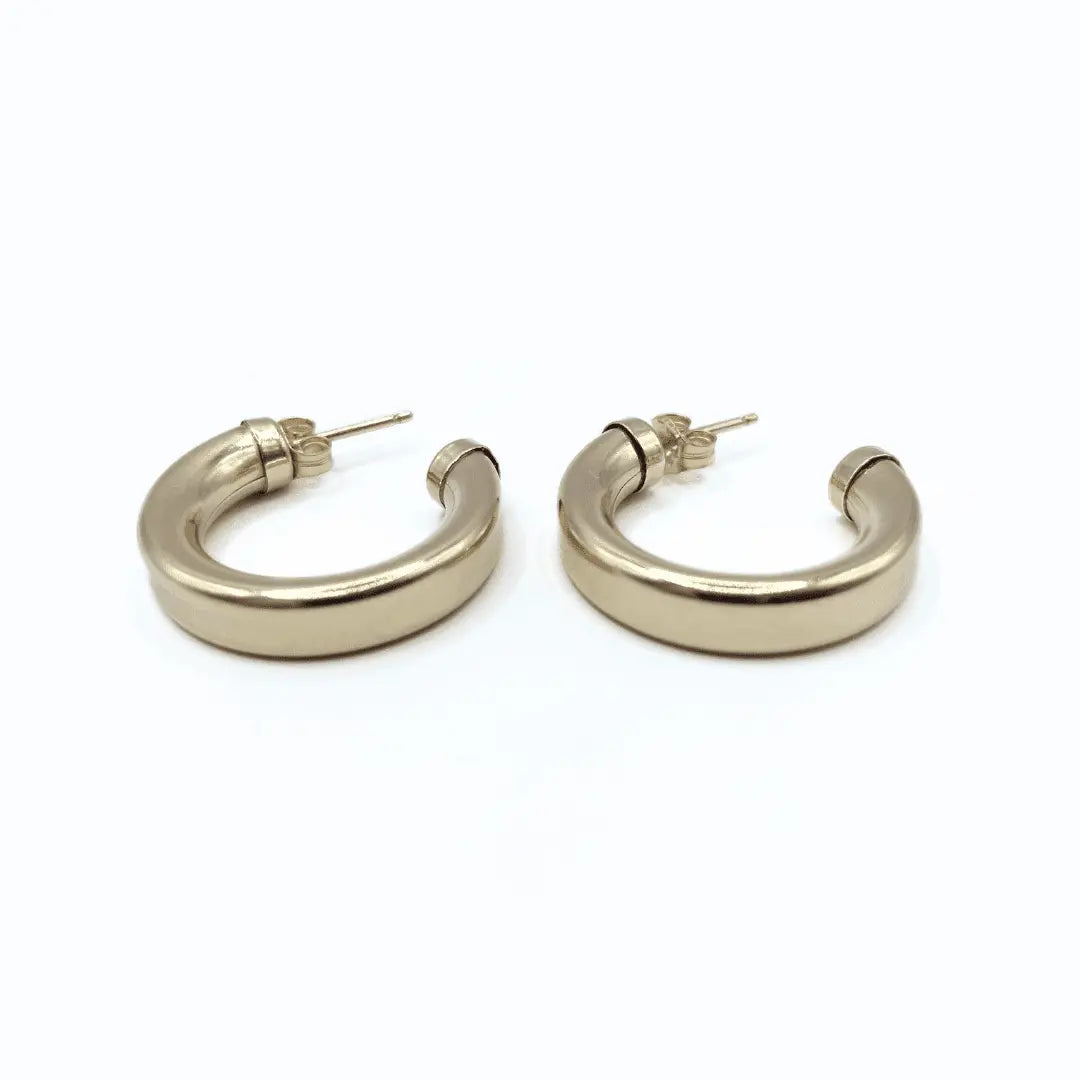 Gold-filled Milan Luxe Post Hoops earrings by erin gray, waterproof jewelry with a sleek, minimalist design.