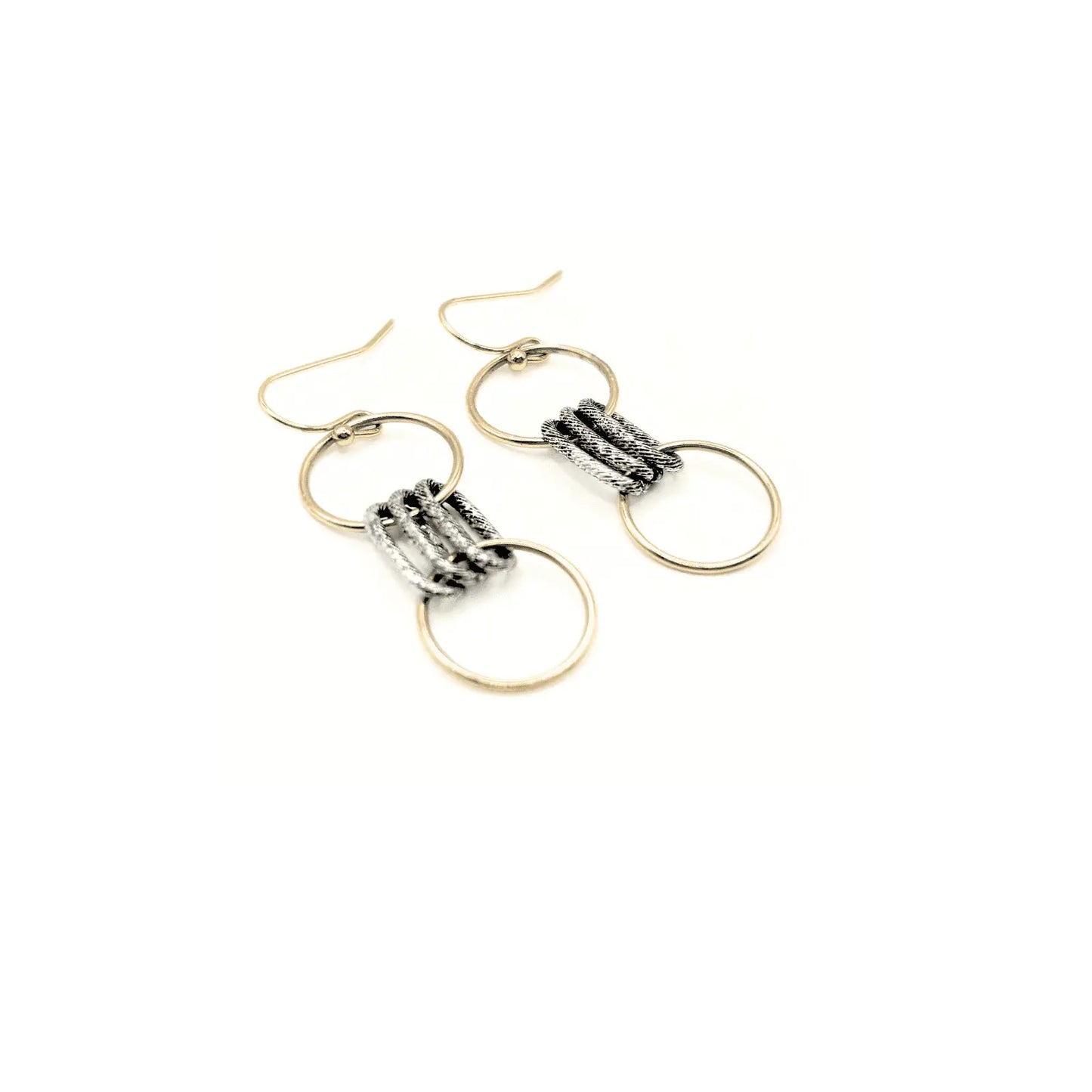 Allure earrings in mixed metal by Erin Gray, featuring modern jewelry design with sleek metal finishes and stylish dangle style.