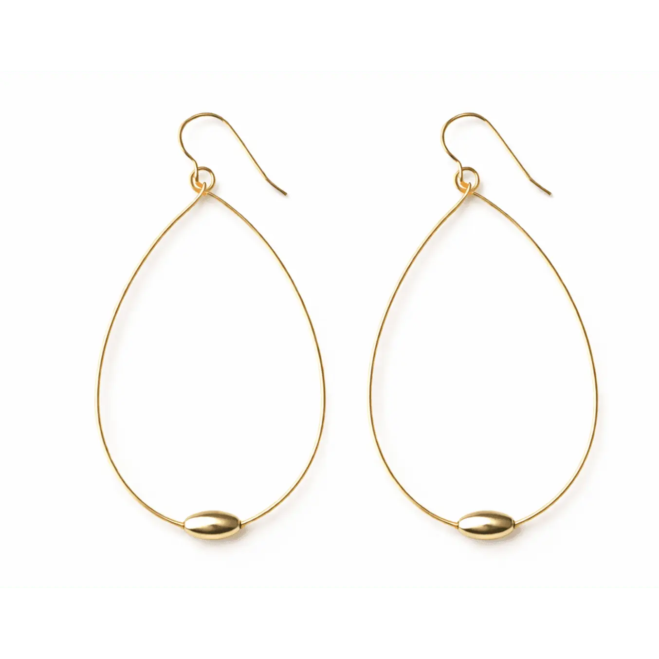 Gold teardrop earring from erin gray featuring a sleek oval design, showcasing elegant jewelry craftsmanship.