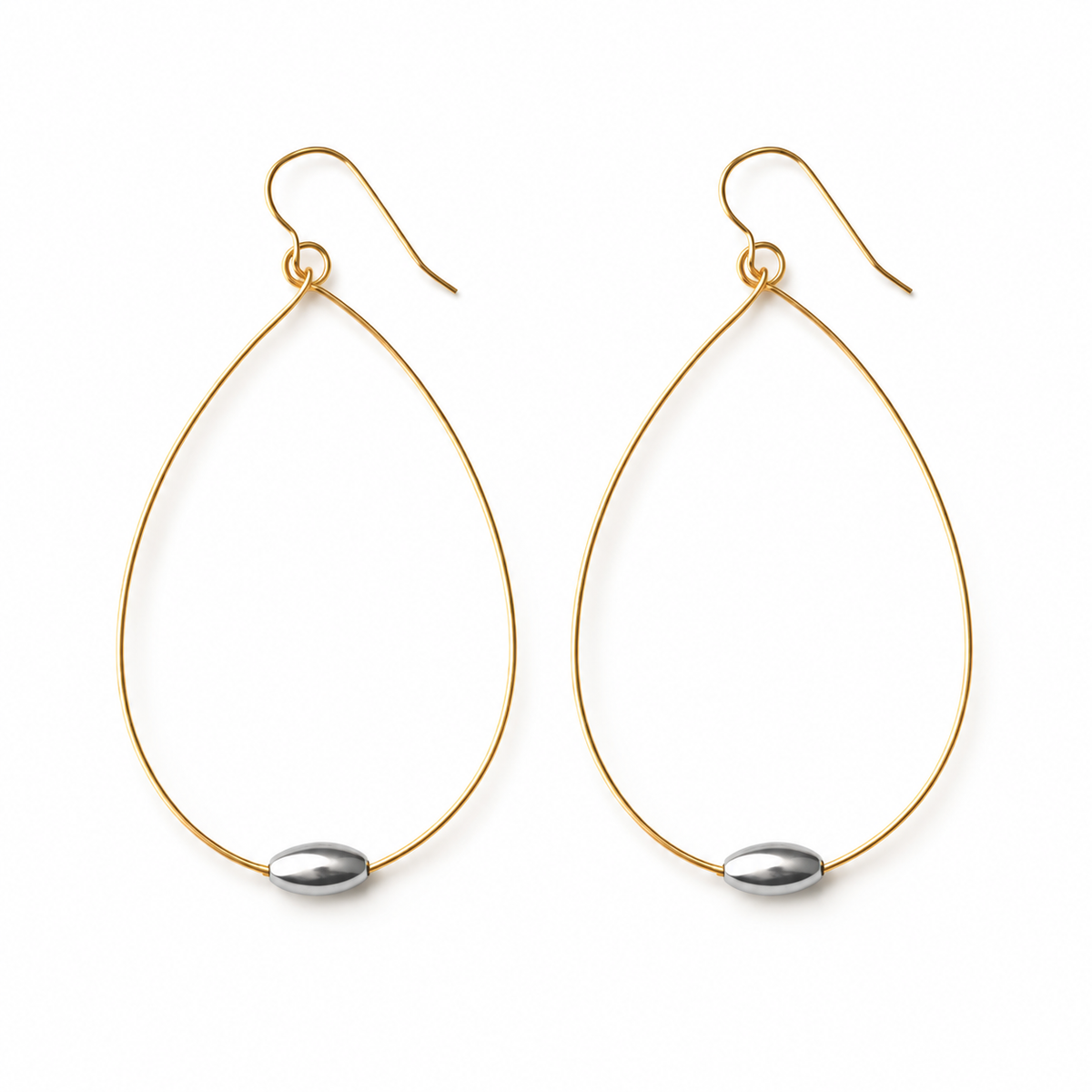 Single Oval Mixed Metal Teardrop Earring erin gray