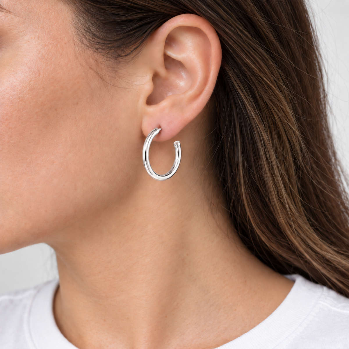 Paris 27mm Sterling Silver Post Hoop Earring - Waterproof erin gray
