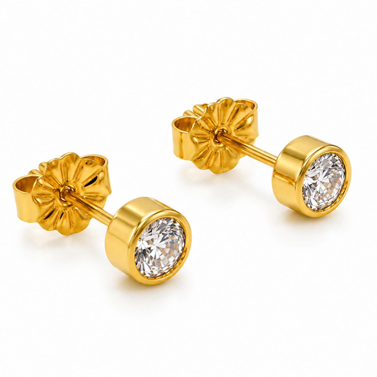 4mm White CZ Stud Earring in 14k Gold-filled Bezel Setting erin gray