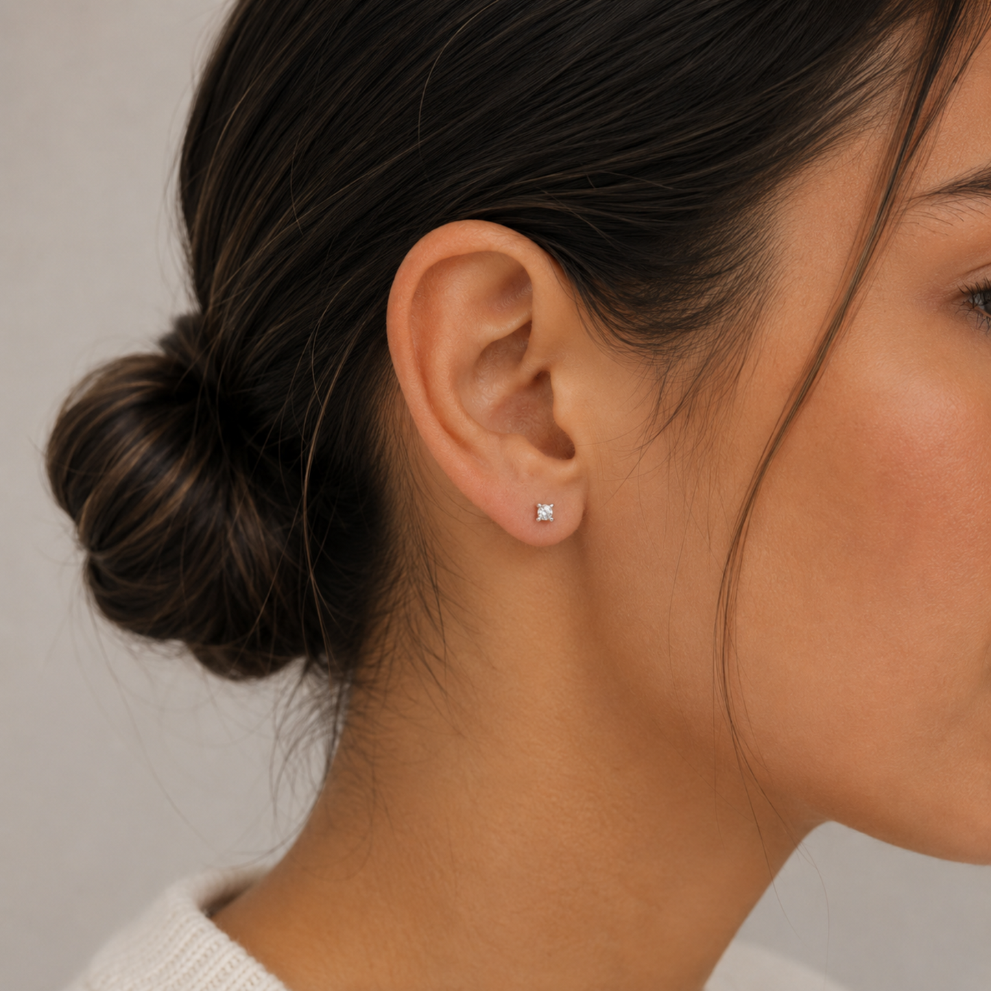 4mm White CZ Stud Earring in 14k Gold-filled Faceted Setting erin gray
