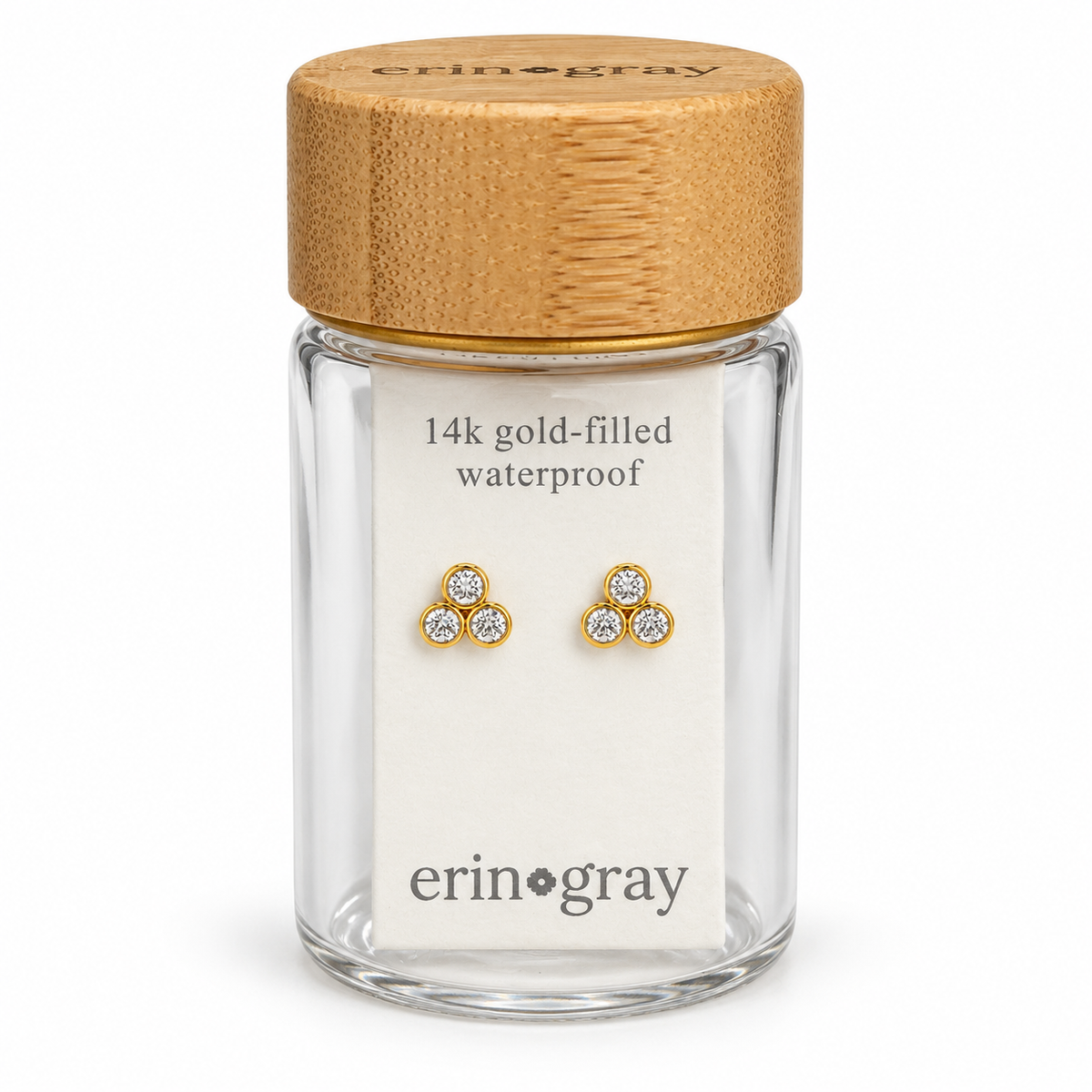 CZ Cluster Stud Earring in 14k Gold-filled in erin gray bottle