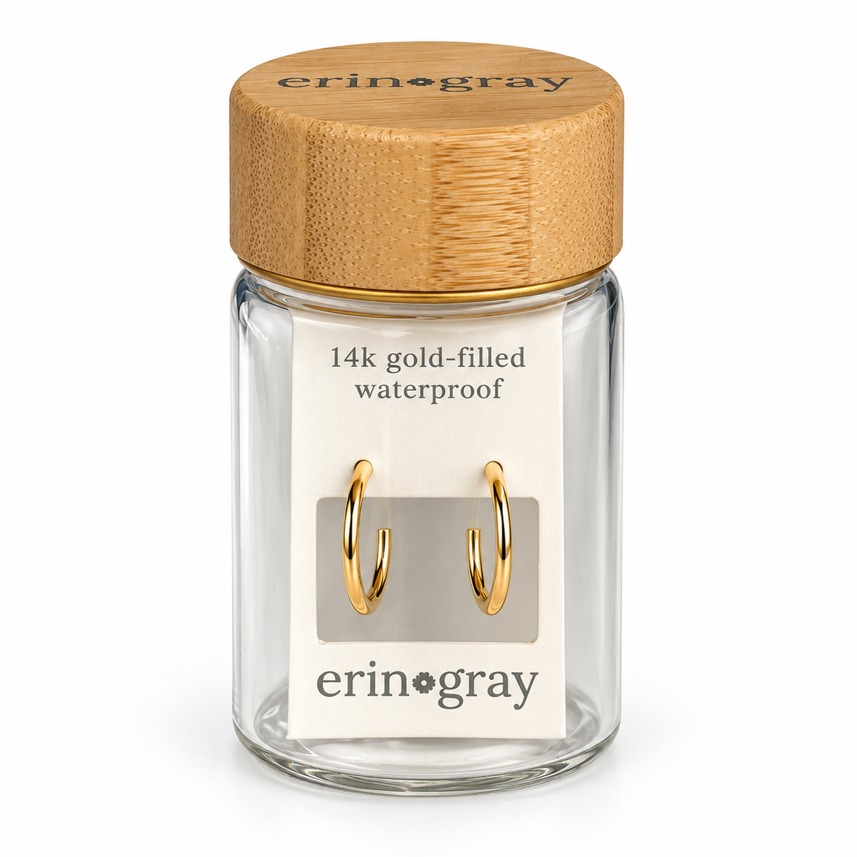15mm Post Hoop Earring in 14k Gold-Filled in erin gray bottle