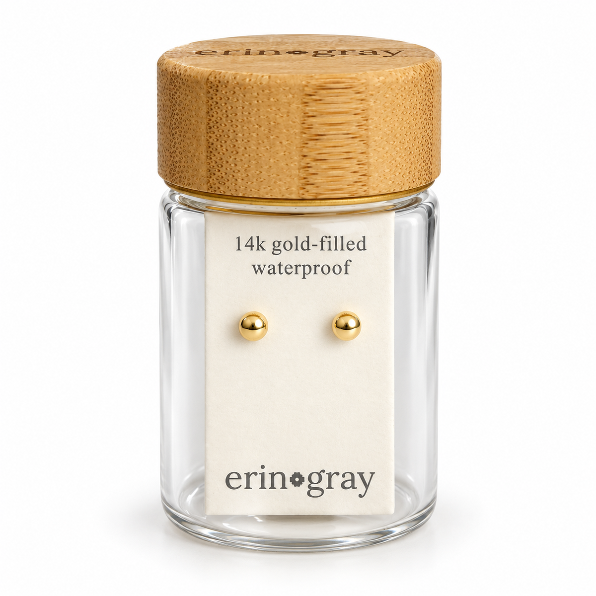 5mm Ball Stud Earring in 14k Gold Filled in erin gray bottle