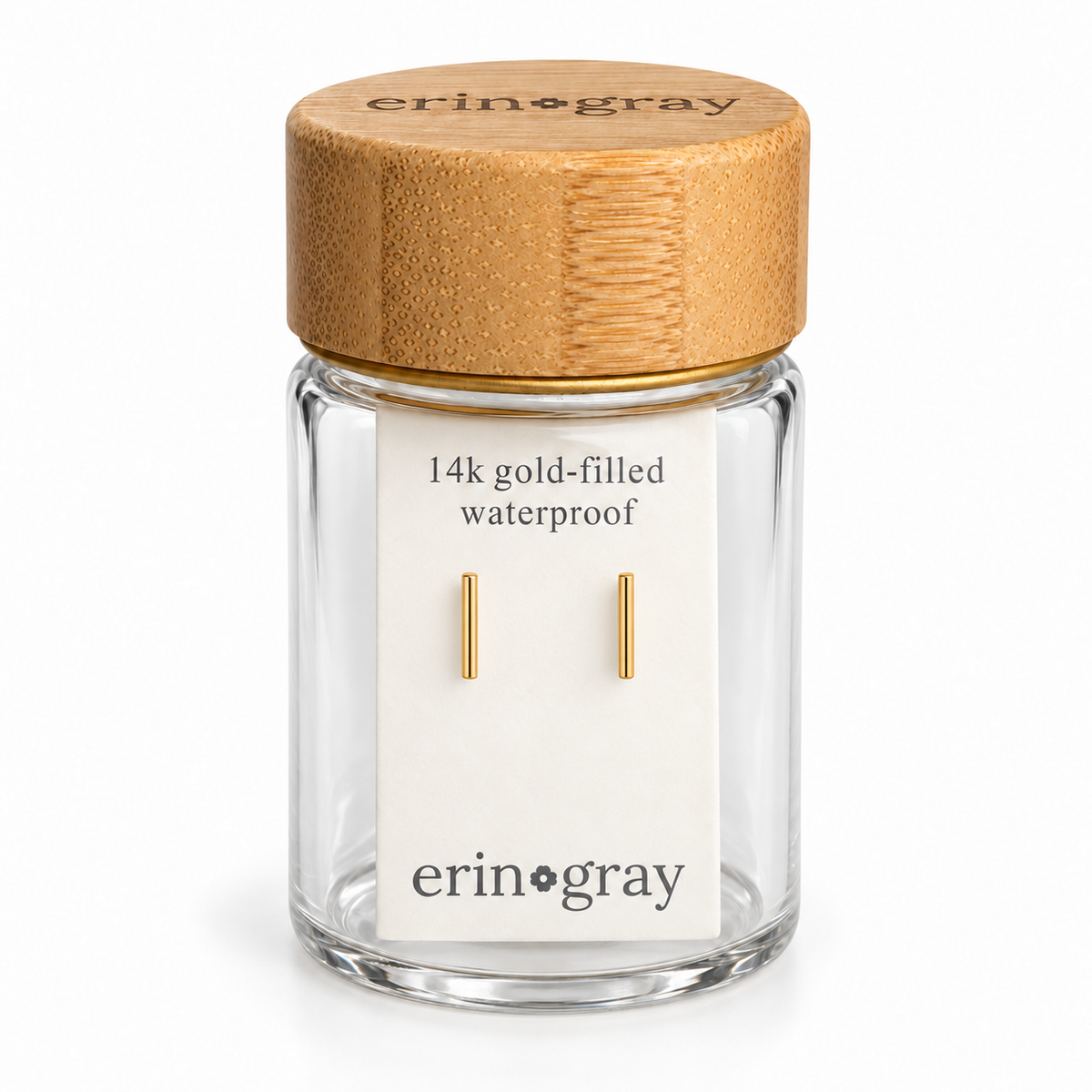 Bar Stud Earring in 14k Gold-Filled in erin gray bottle