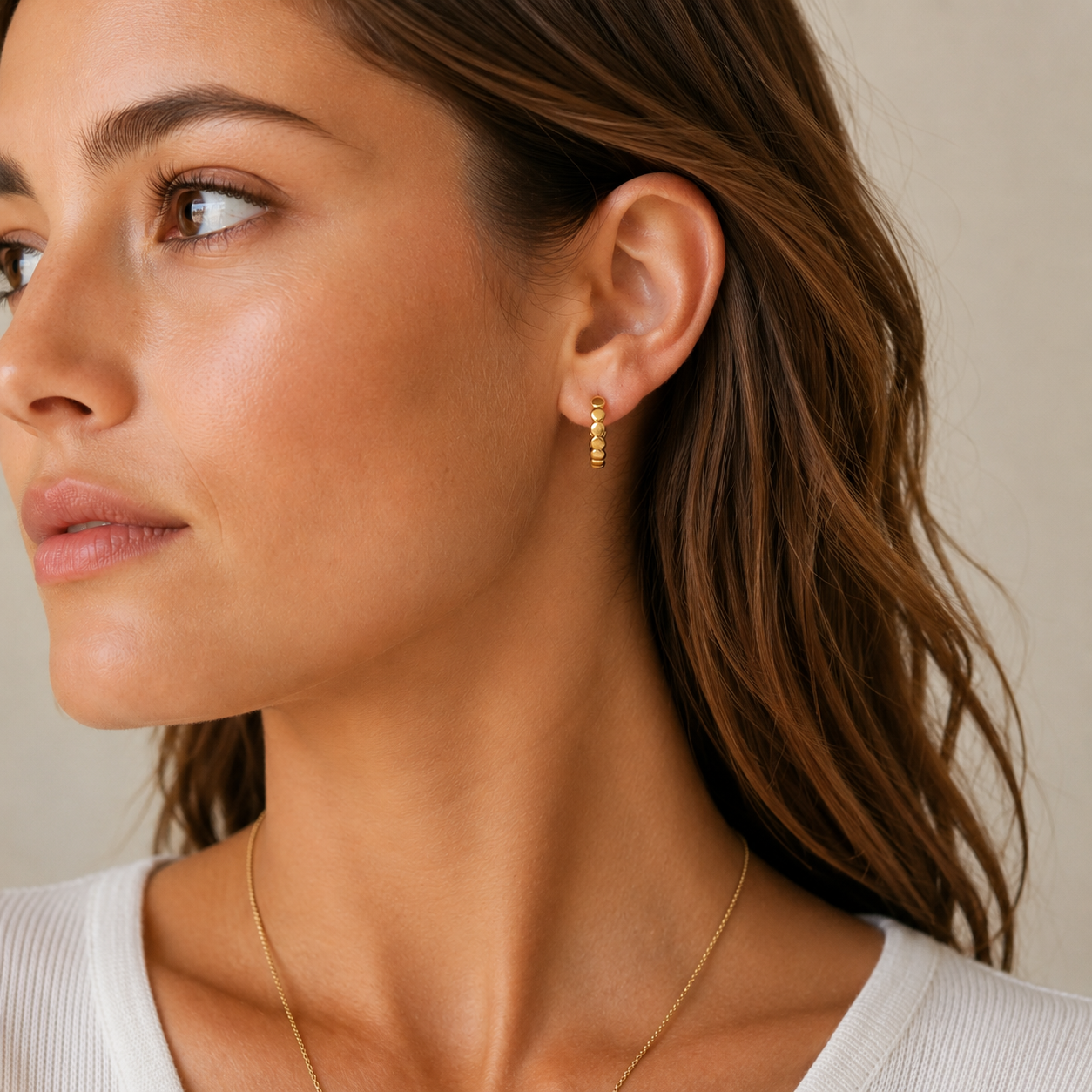 Pattern Post Hoop Earring in 14k Gold-Filled erin gray