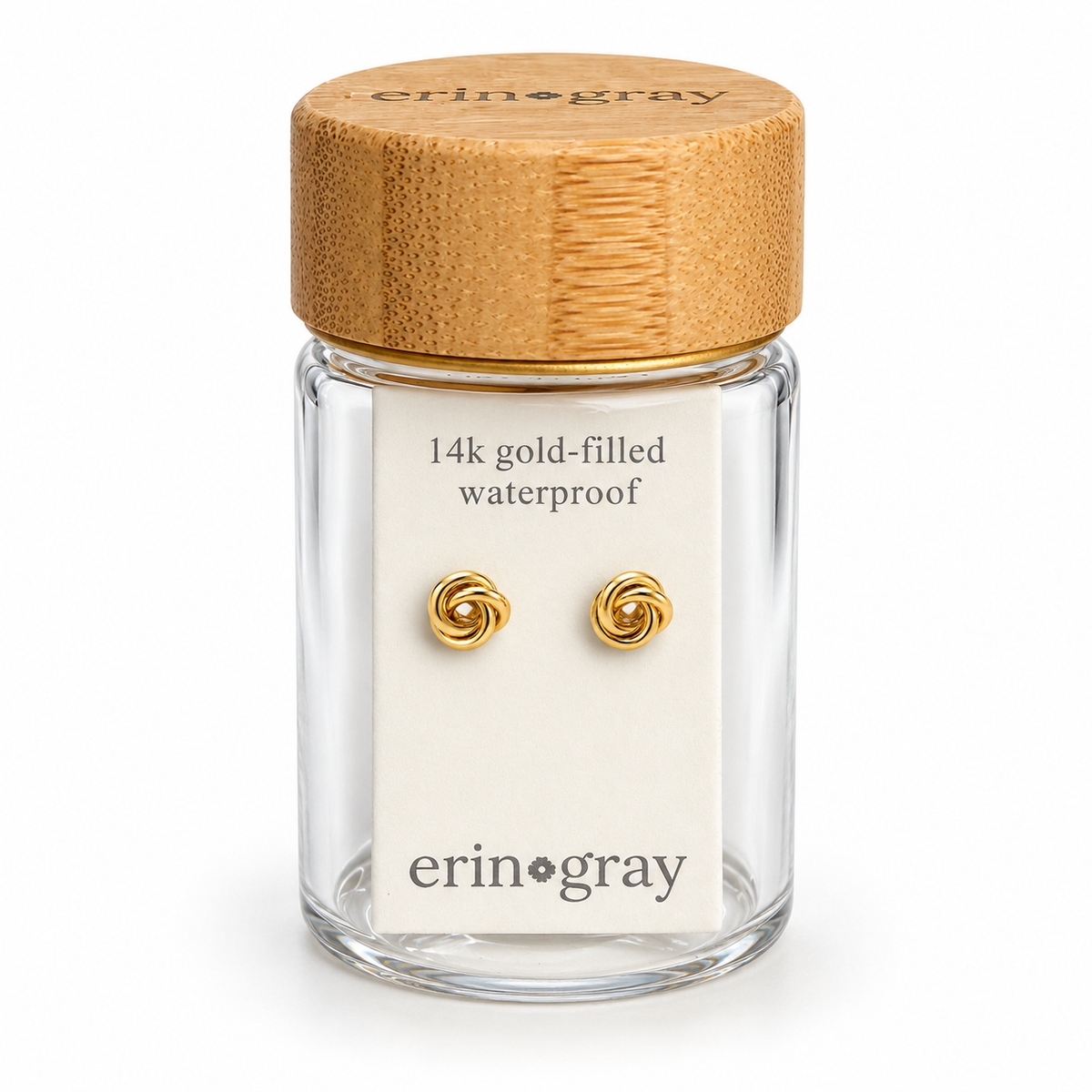 Small Knot Stud Earring in 14k Gold-Filled in erin gray bottle