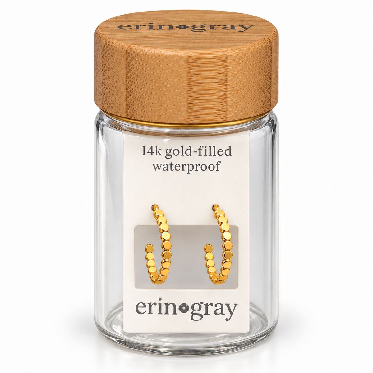 Pattern Post Hoop Earring in 14k Gold-Filled in erin gray bottle
