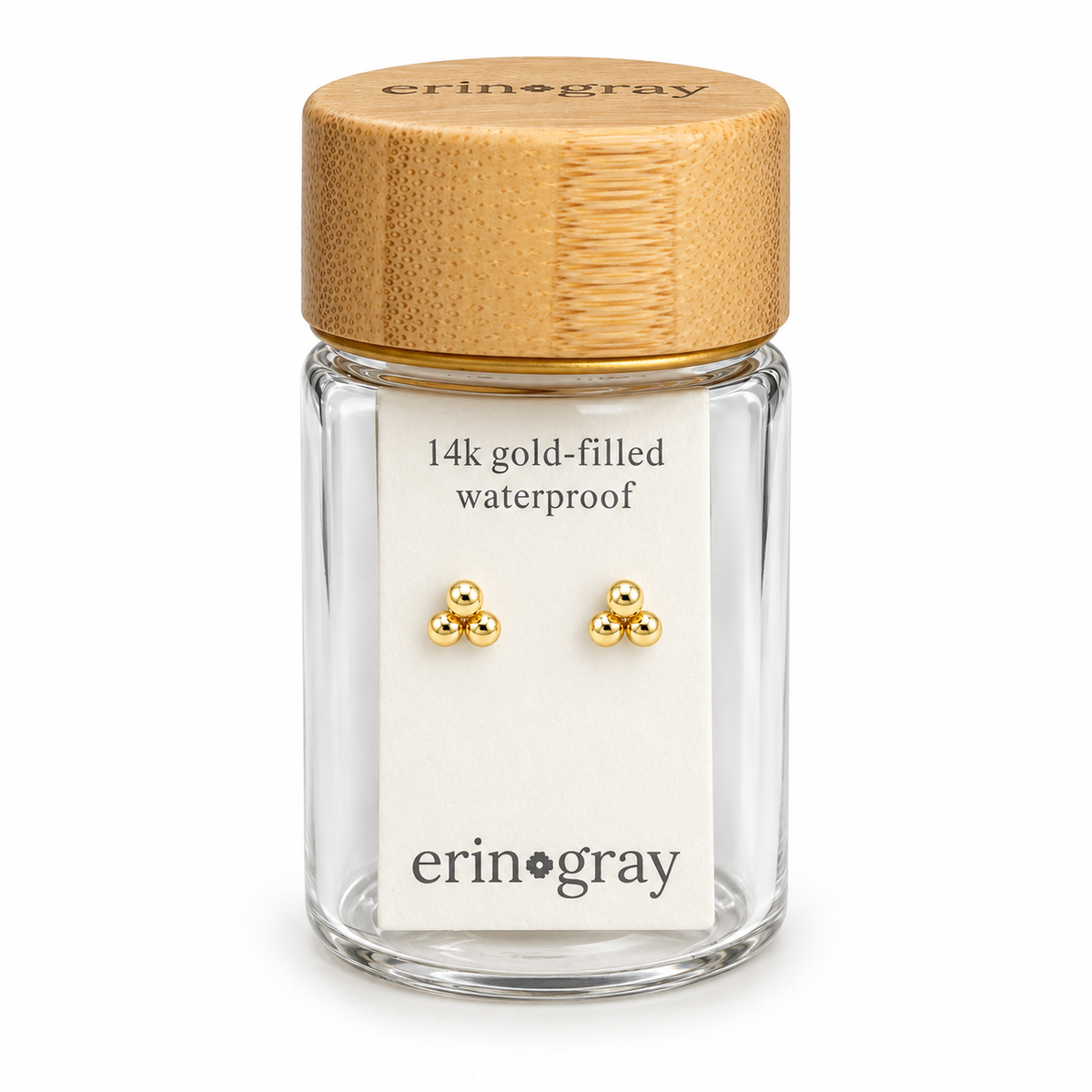 Triple Dot Stud Earring in 14k Gold-Filled in erin gray bottle