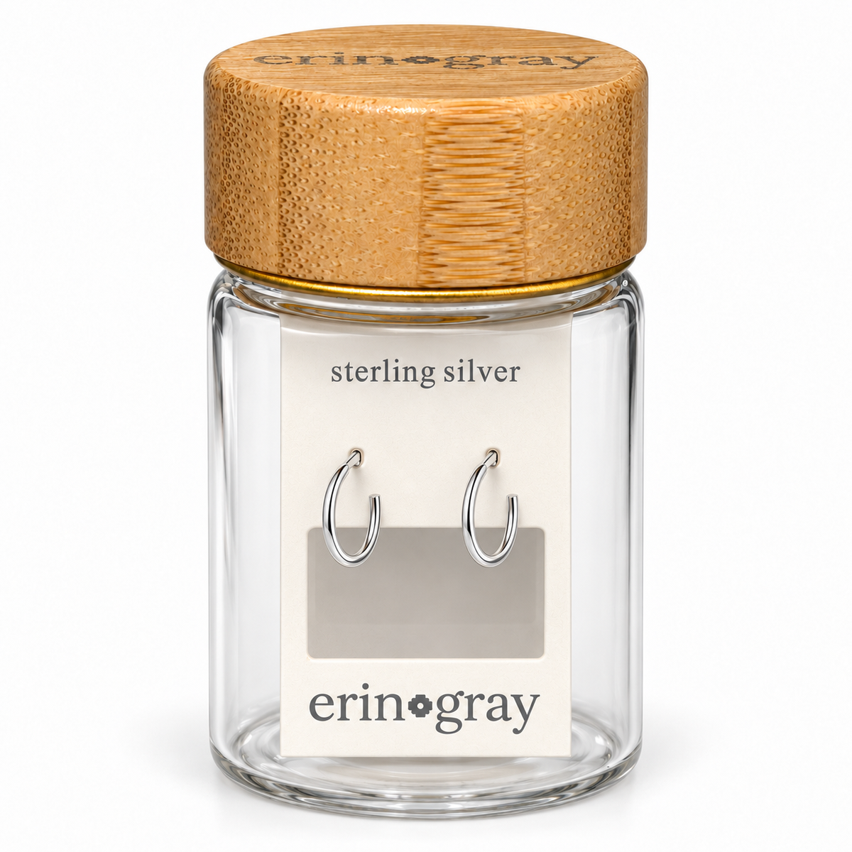 15mm Post Hoop Earring in Sterling Silver in erin gray bottle