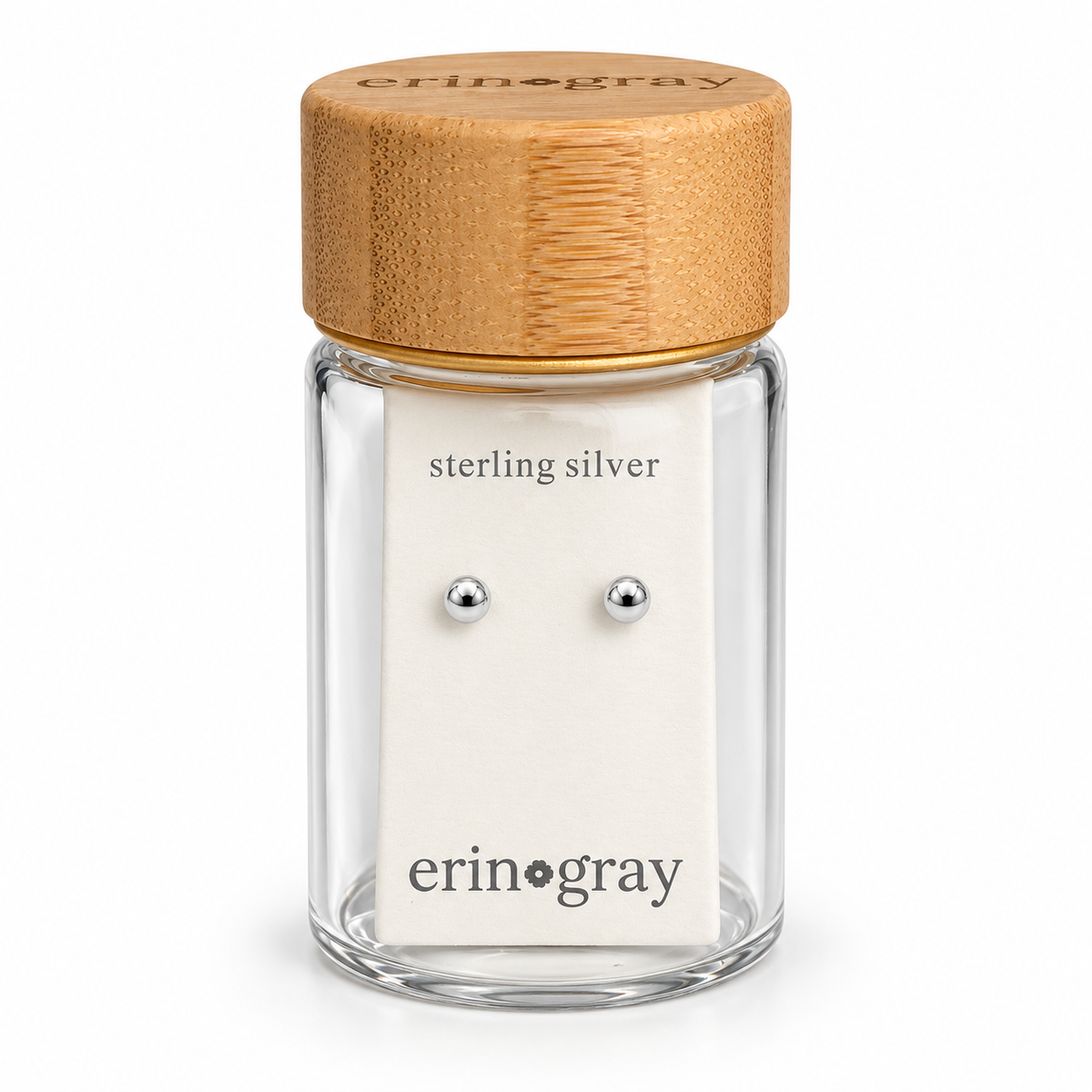 4mm Ball Stud Earring in 14k Sterling Silver in erin gray bottle