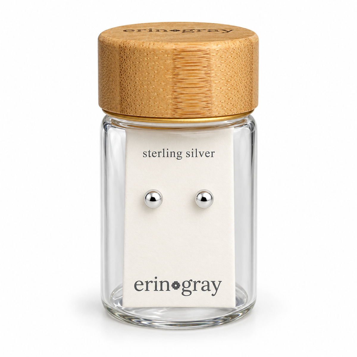 6mm Ball Stud Earring in Sterling Silver in erin gray bottle