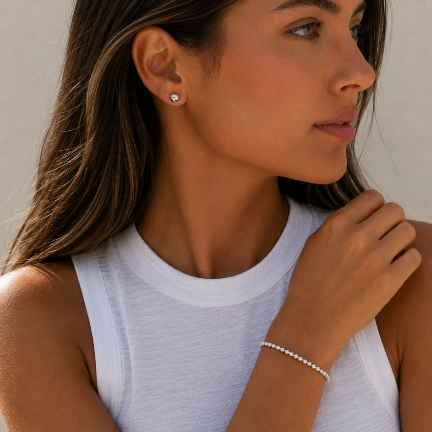 6mm Ball Stud Earring in Sterling Silver erin gray
