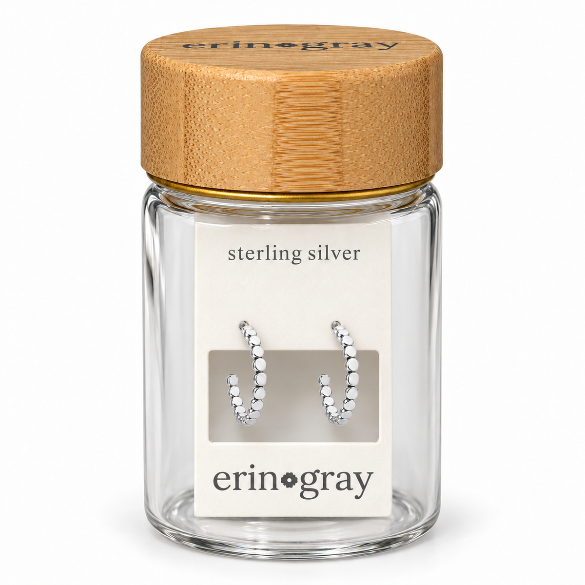 Pattern Post Hoop Earring in Sterling Silver in erin gray bottle