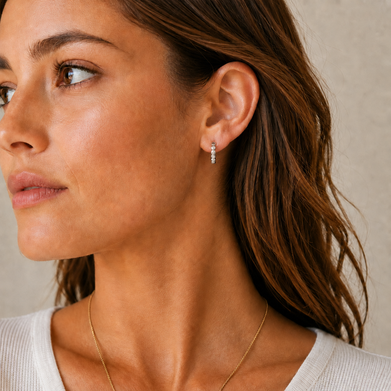 Pattern Post Hoop Earring in Sterling Silver erin gray