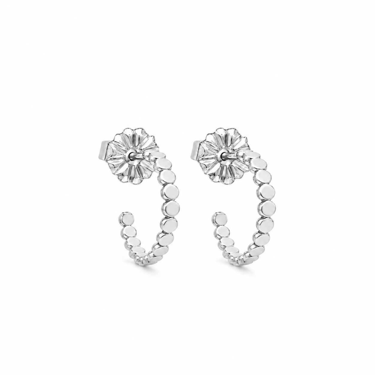 Pattern Post Hoop Earring in Sterling Silver erin gray