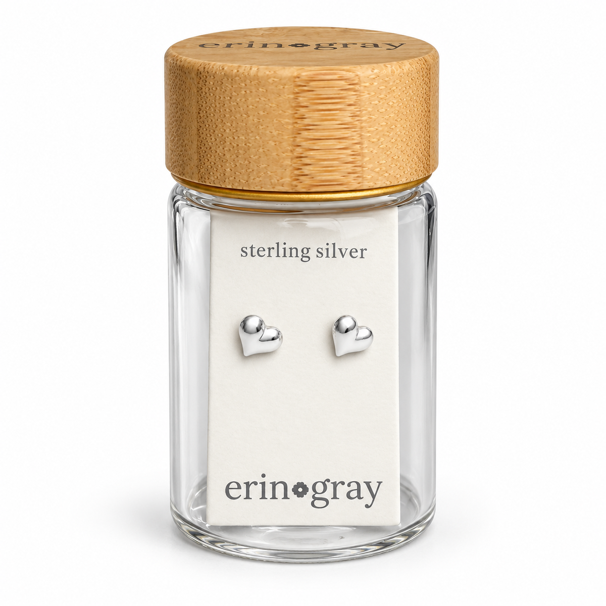 Puffy Heart Stud Earring in Sterling Silver in erin gray bottle