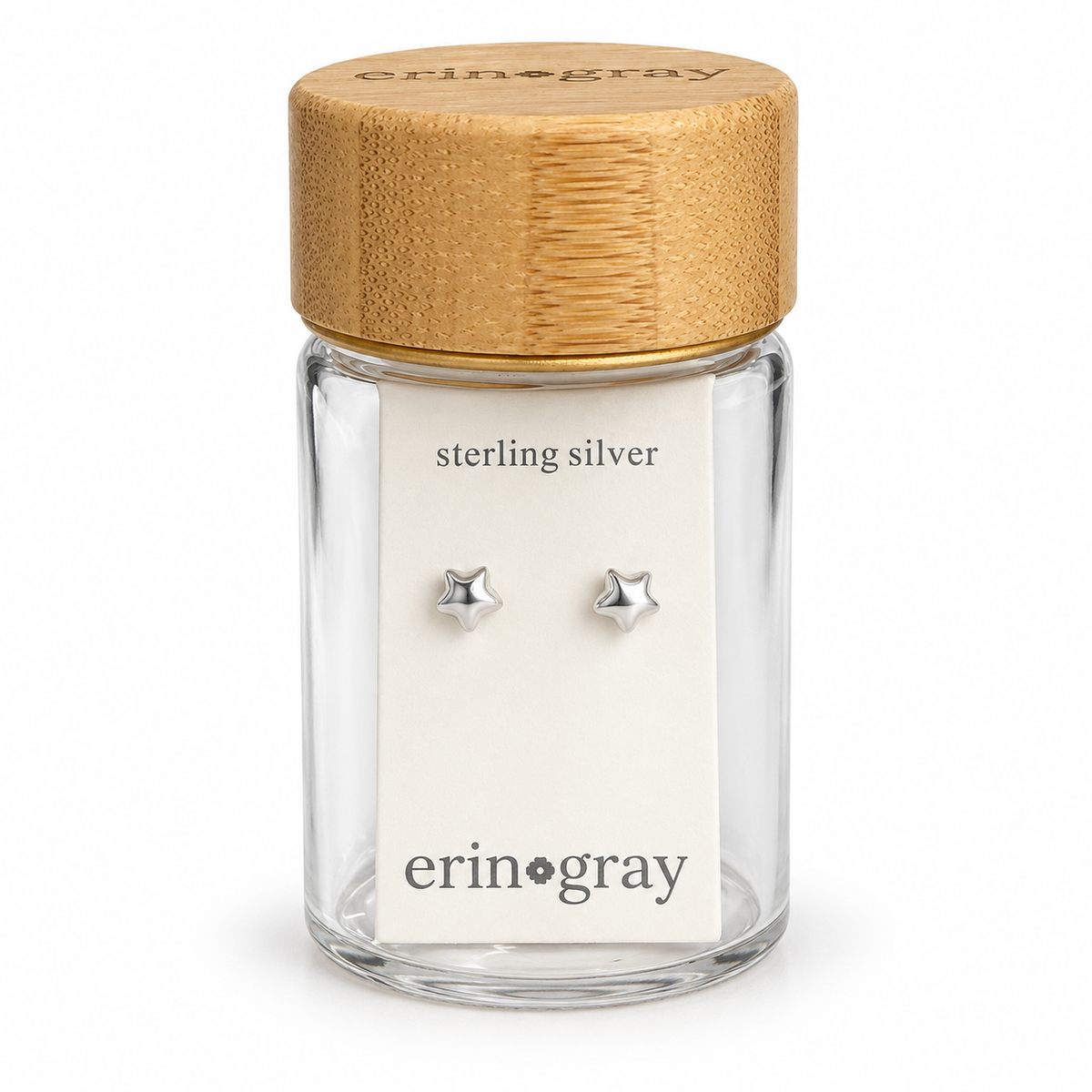 Puffy Star Stud Earring in Sterling Silver in erin gray bottle