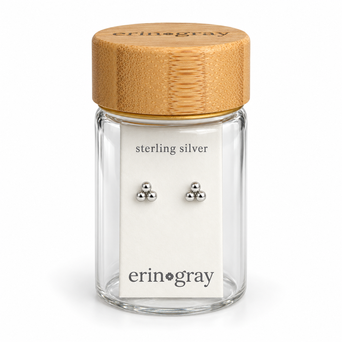 Triple Dot Stud Earring in Sterling Silver in erin gray bottle