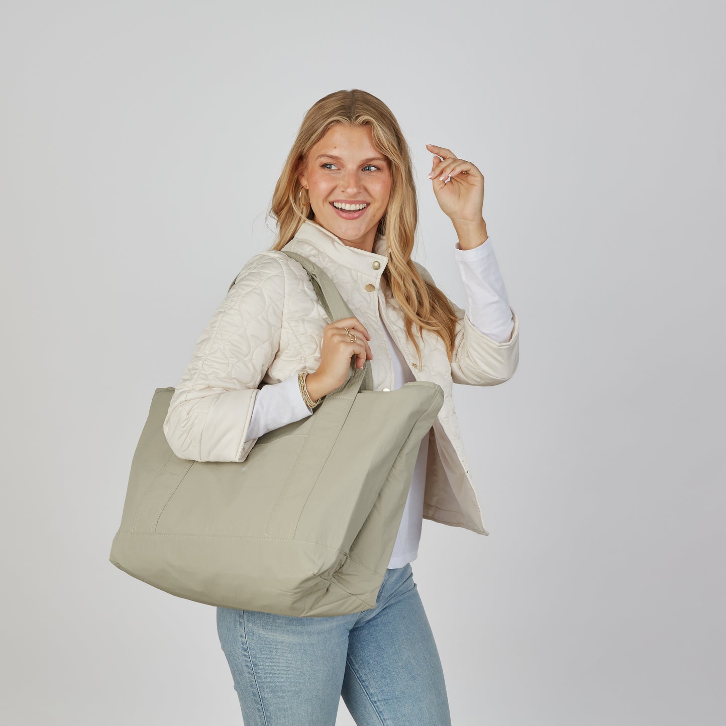 Weekender Washable Tote in Khaki - The Perfect Travel Tote erin gray
