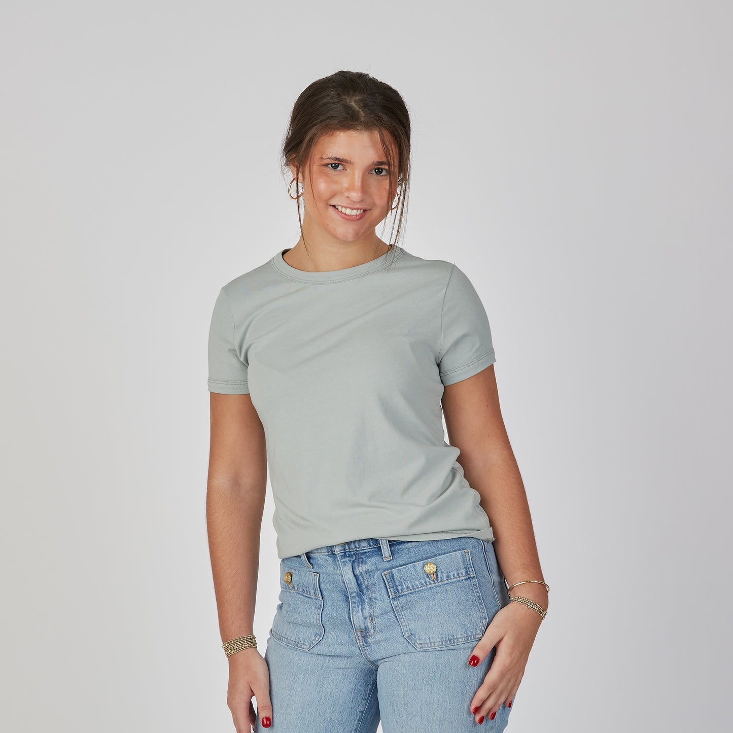 Polished Tee in Sea Glass Blue - Short Sleeve erin gray