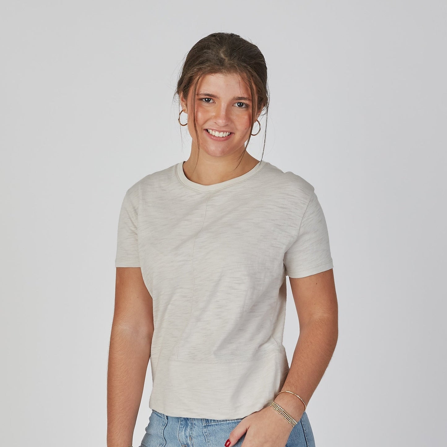 Celia Perfect Length Tee in Washed Taupe - Short Sleeve erin gray