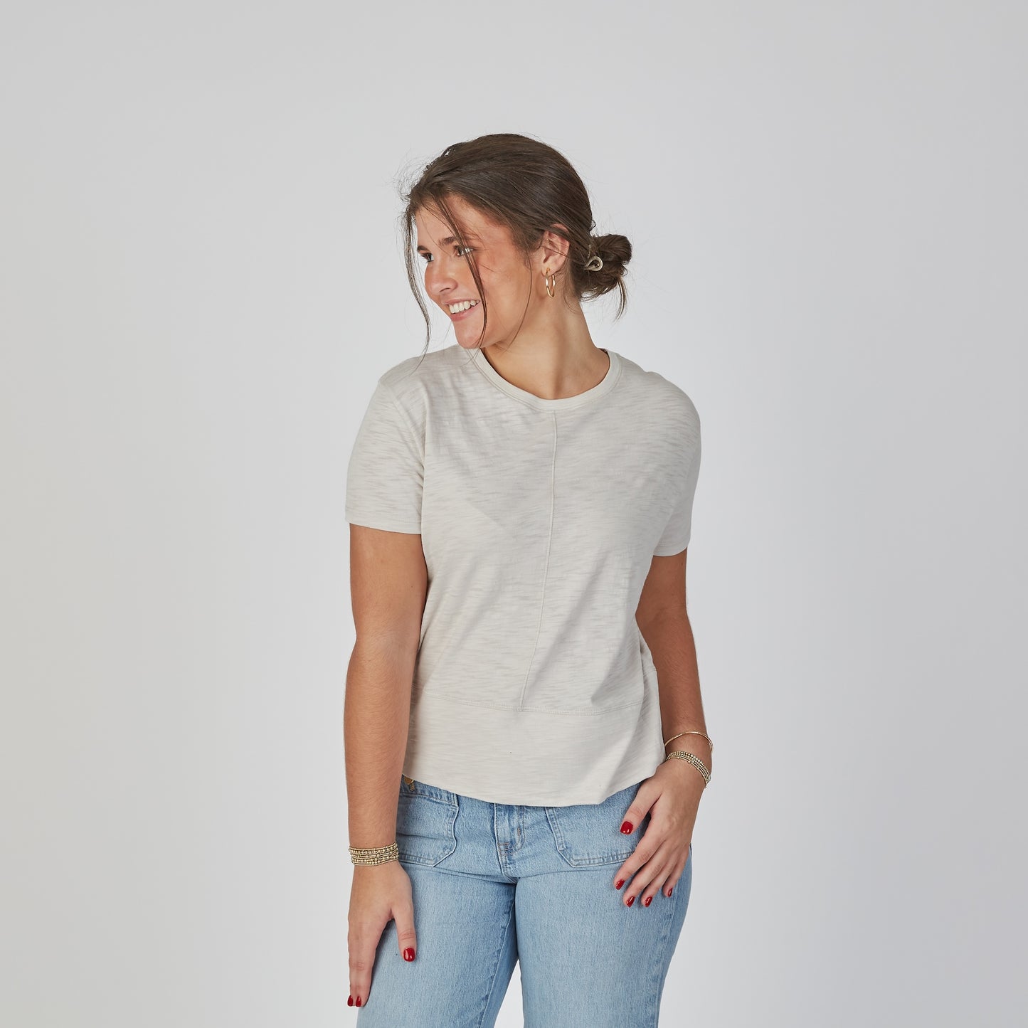 Celia Perfect Length Tee in Washed Taupe - Short Sleeve erin gray