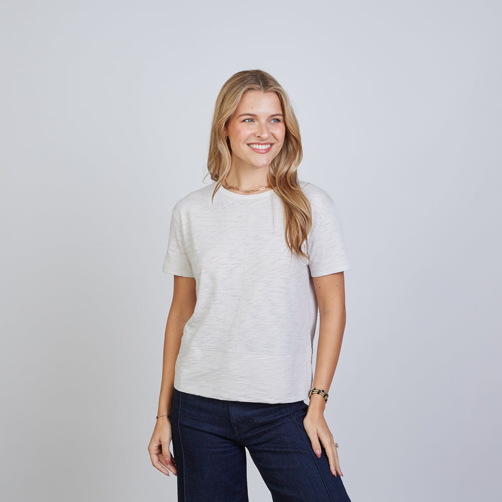 Celia Perfect Length Tee in Oyster - Short Sleeve