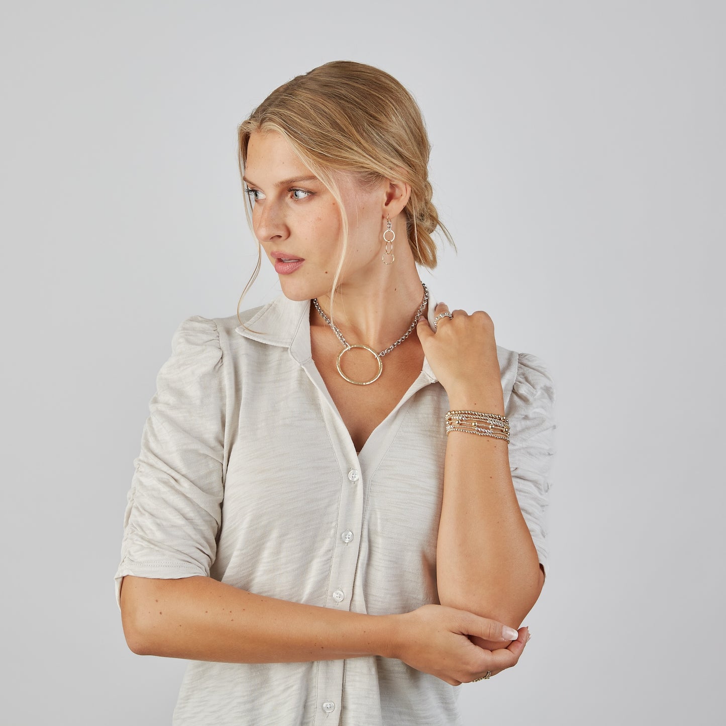 Allure Big Gold Mixed Metal Statement Necklace erin gray