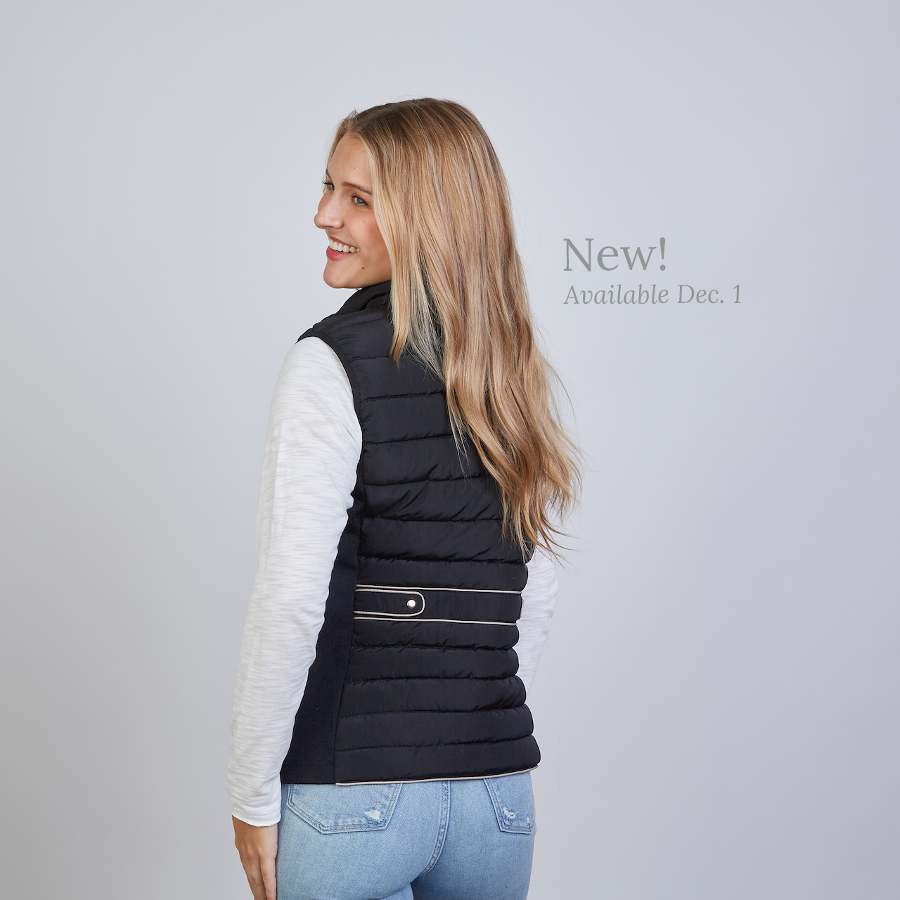 The Icon Perfect Fit Puffer Vest in Black & Khaki