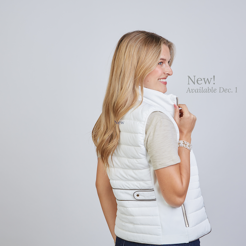 The Icon Perfect Fit Puffer Vest in Off-White & Brown