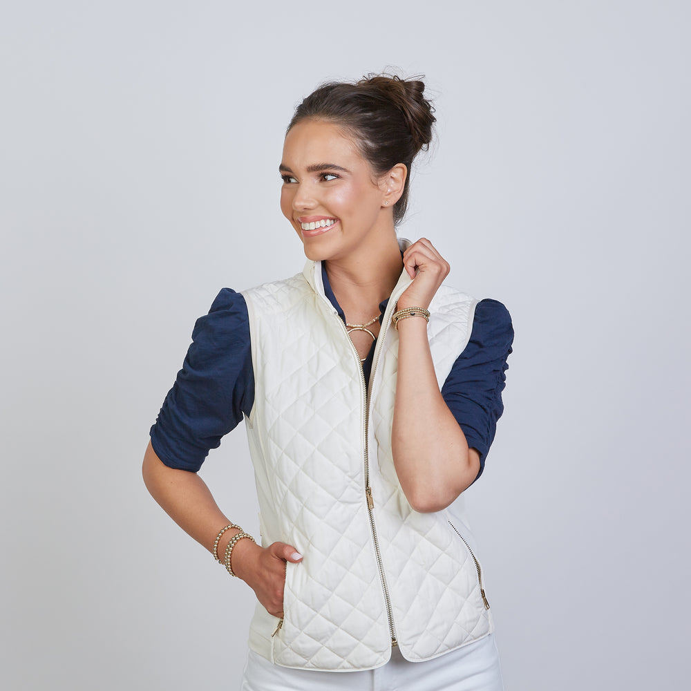 The Essential Perfect Fit Puffer Vest in Ivory