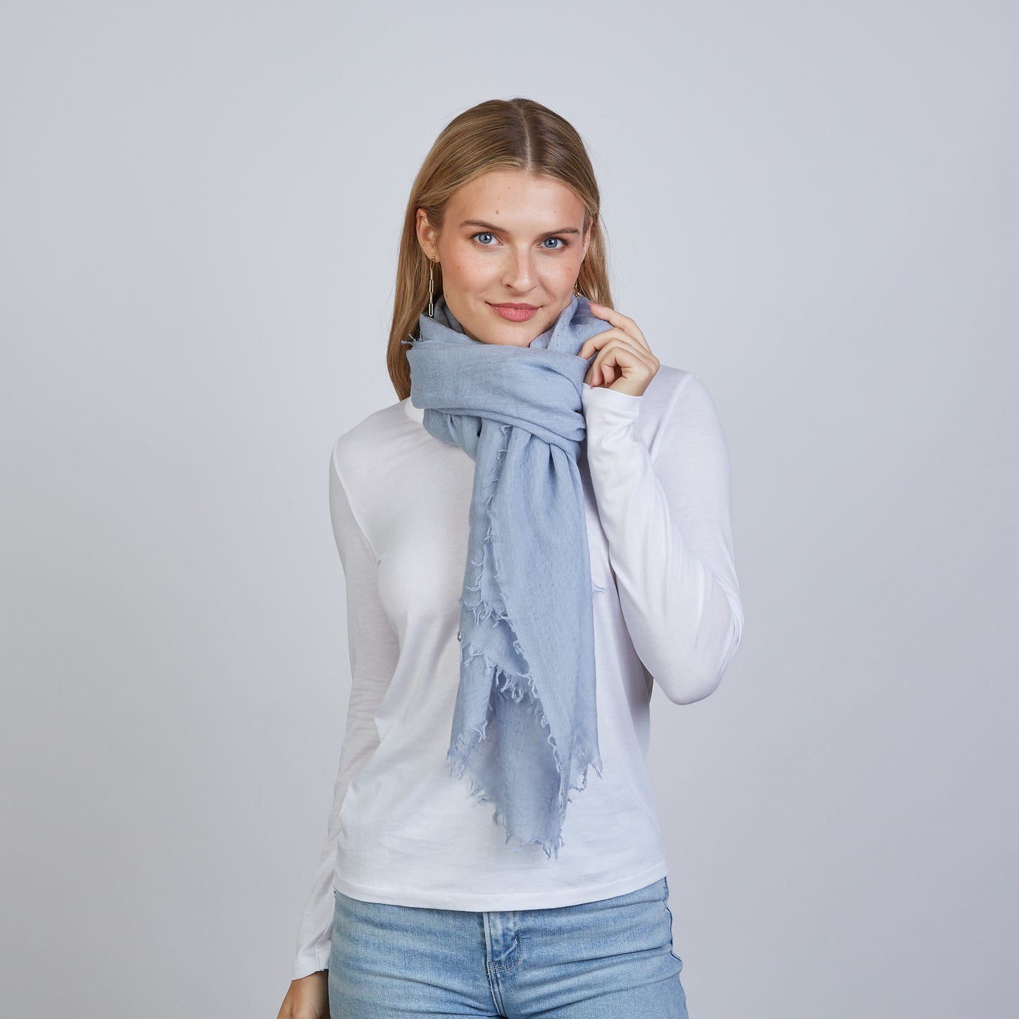 100% Mongolian Cashmere Scarf in Arctic Blue- Erin Gray