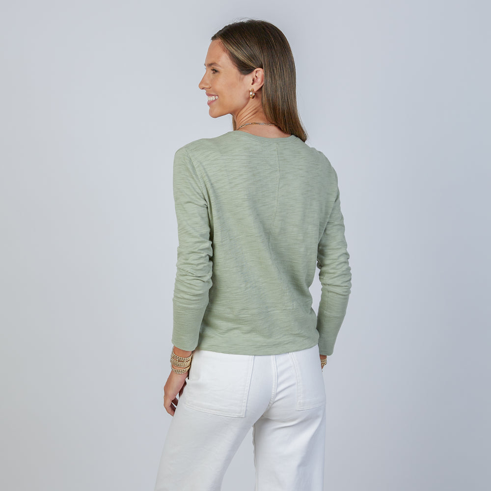 Celia Perfect Length Tee in Sage - Long Sleeve