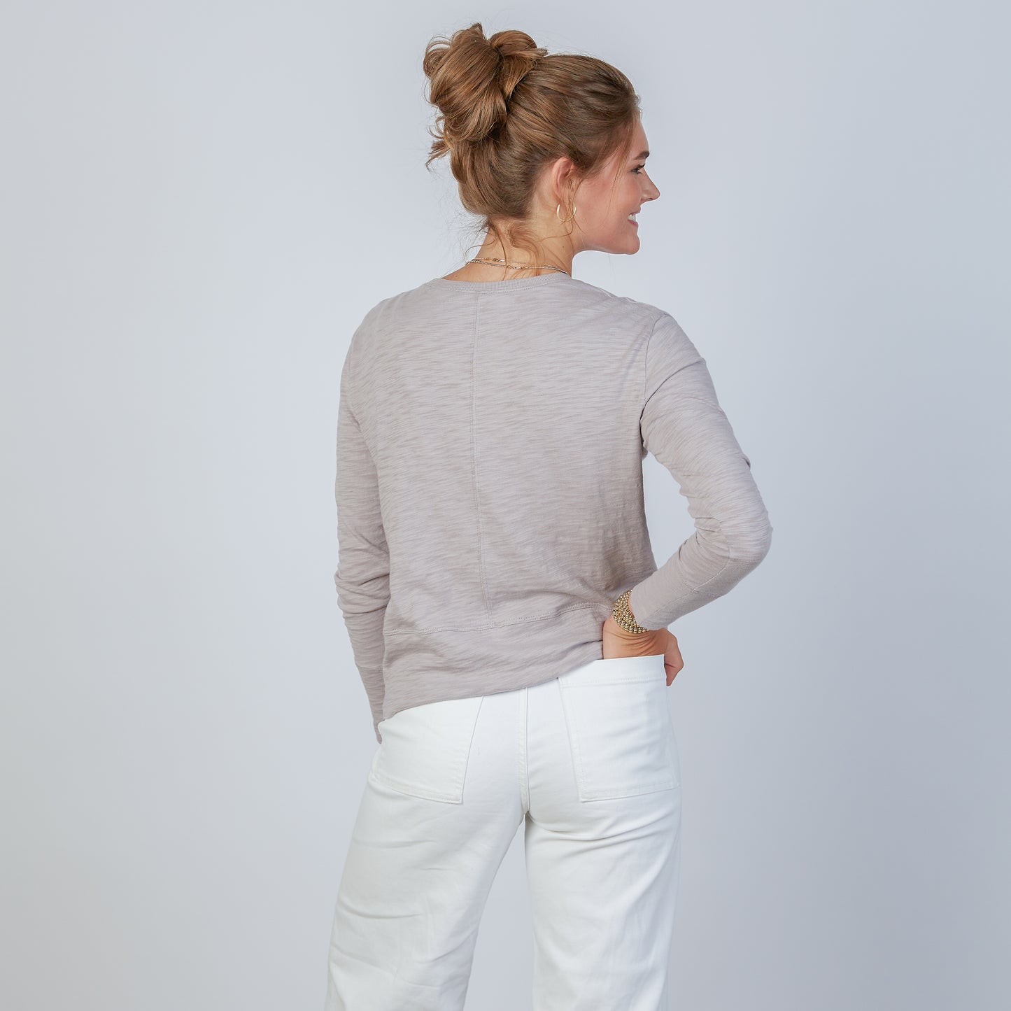 Celia Perfect Length Tee in Dusty Lilac - Long Sleeve