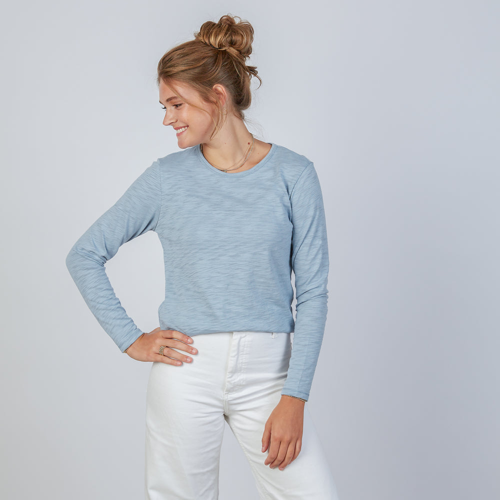 The Classic Tee in Dusty Blue - Long Sleeve