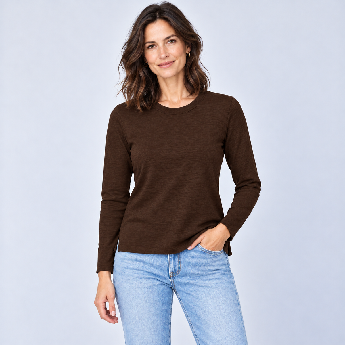 Country Club Tee in Espresso Brown - Long Sleeve erin gray