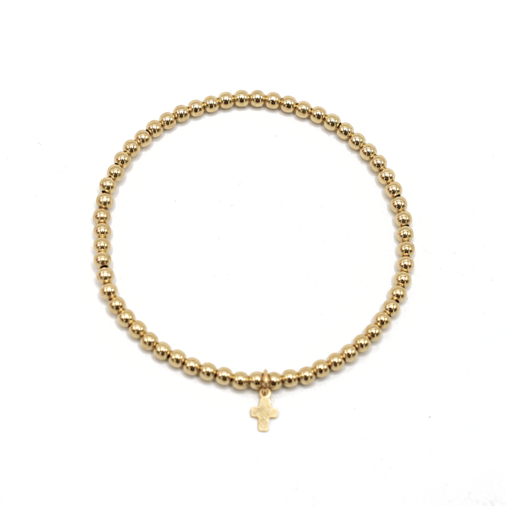 3mm Gold Filled Karma Waterproof Bracelet with Luxe Cross