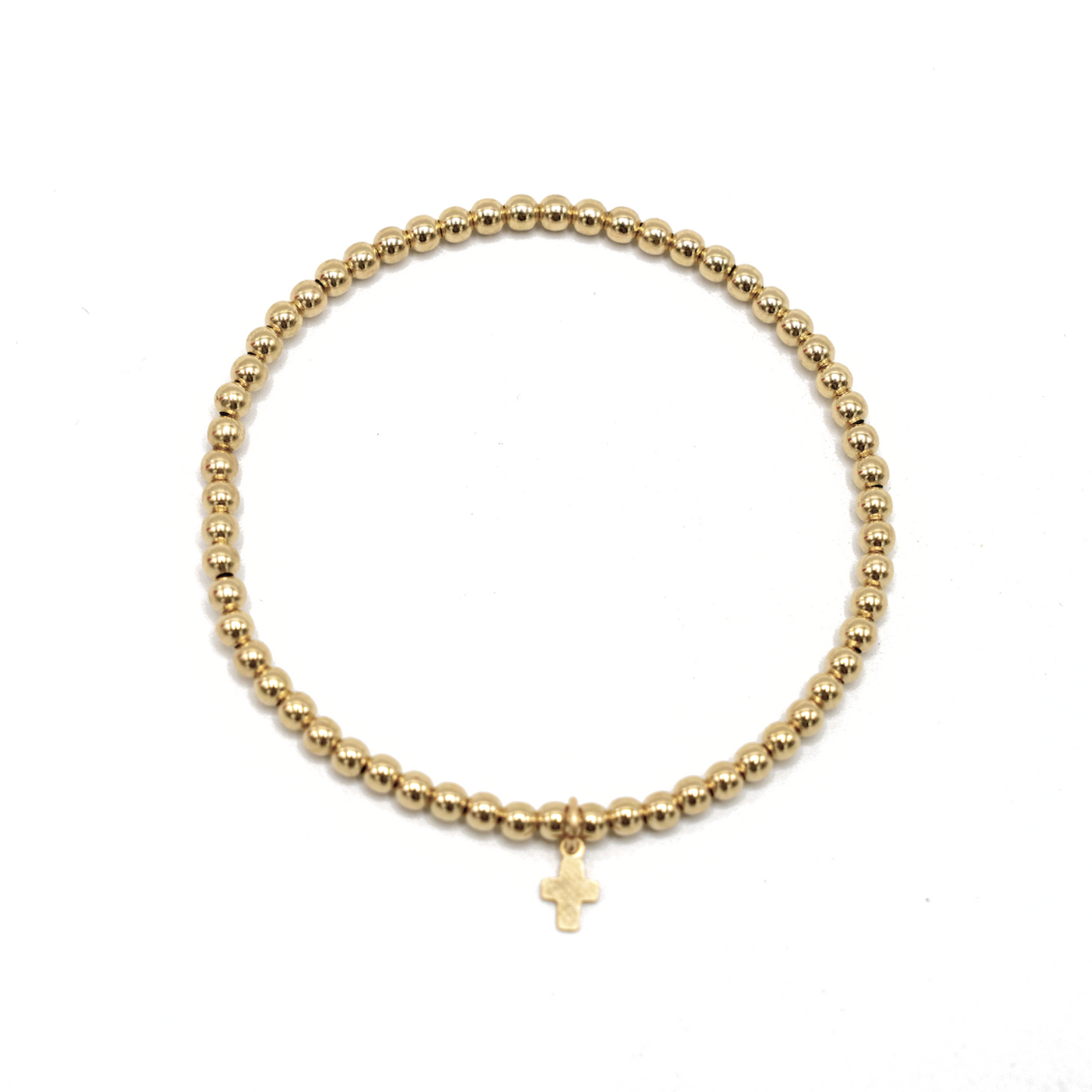 3mm Gold Filled Karma Waterproof Bracelet with Luxe Cross