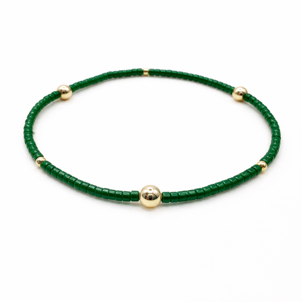 Green and gold-filled stretch bracelets - erin gray