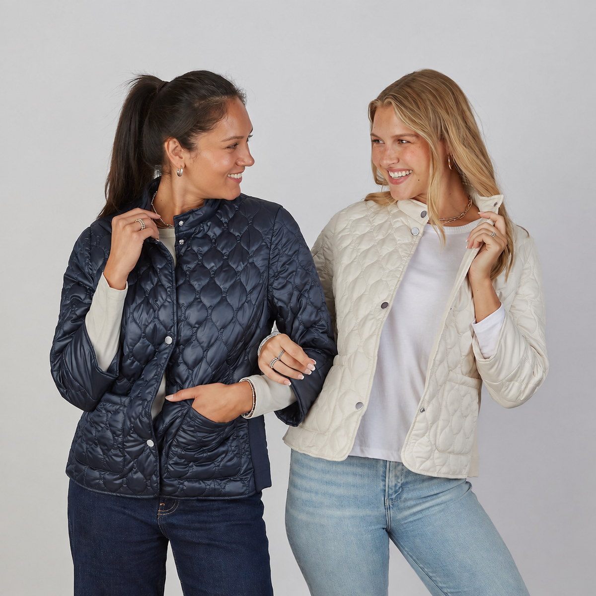 Jacqueline 3/4 Sleeve Jacket in Navy  and ivory erin gray